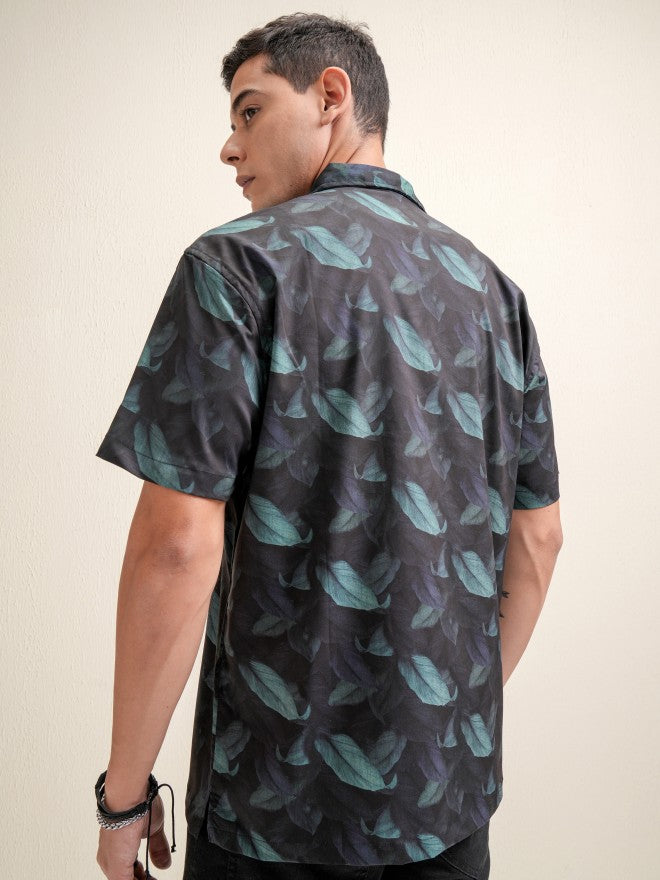 Locomotive Men Black Printed Relaxed Fit Casual Shirt - Black - Image 3