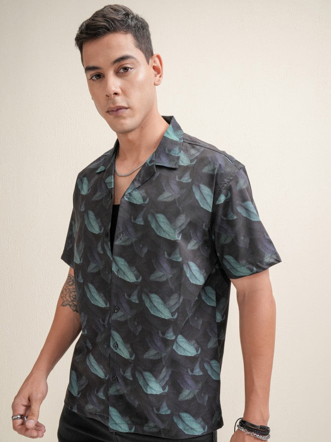 Locomotive Men Black Printed Relaxed Fit Casual Shirt - Black - Image 4