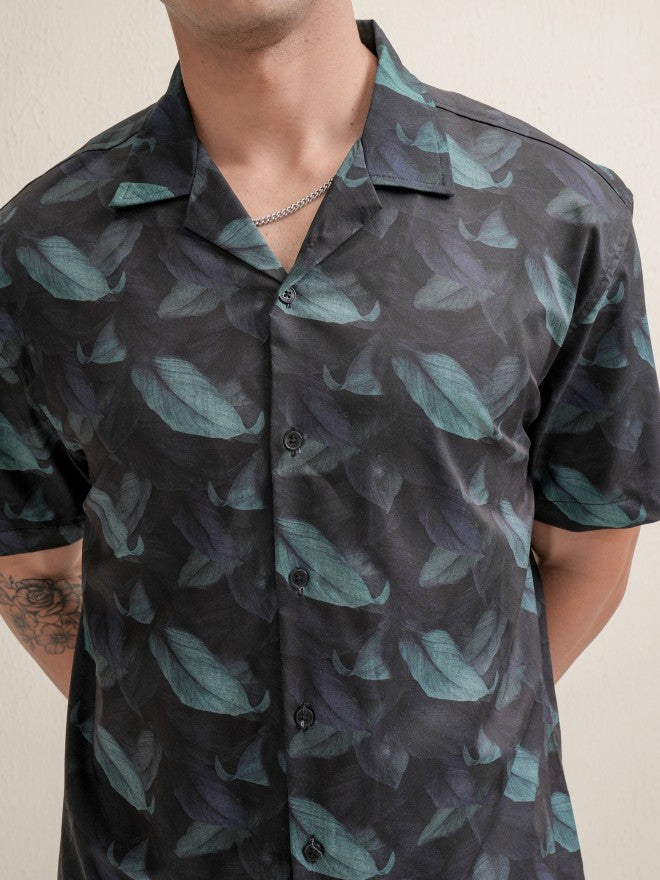Locomotive Men Black Printed Relaxed Fit Casual Shirt - Black - Image 5