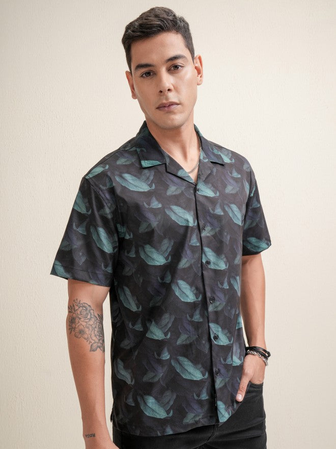 Locomotive Men Black Printed Relaxed Fit Casual Shirt - Black - Image 6