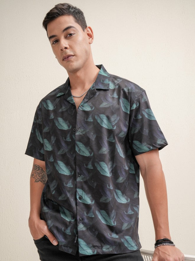 Locomotive Men Black Printed Relaxed Fit Casual Shirt - Black - Image 7