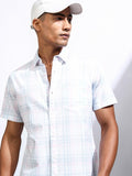 Locomotive Men Blue Checked Regular Fit Casual Shirt - Blue - Image 1