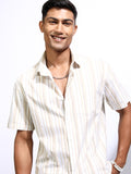 Locomotive Men White Striped Relaxed Fit Casual Shirt - White - Image 1