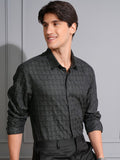Locomotive Men Grey Textured Slim Fit Casual Shirt - Grey - Image 1