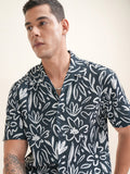 Locomotive Premium Men Navy Blue Printed Relaxed Fit Casual Shirt - Navy Blue - Image 1