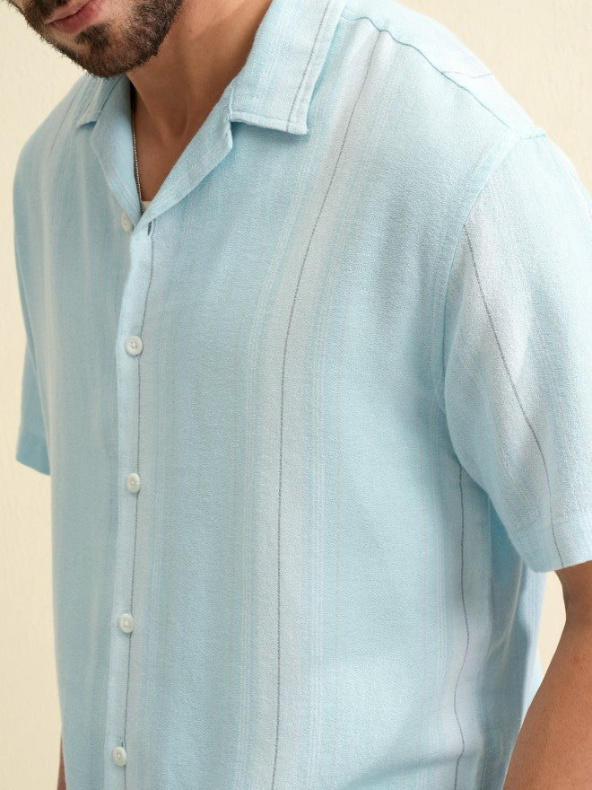 Locomotive Men Blue Striped Relaxed Fit Casual Shirt - Blue - Image 5