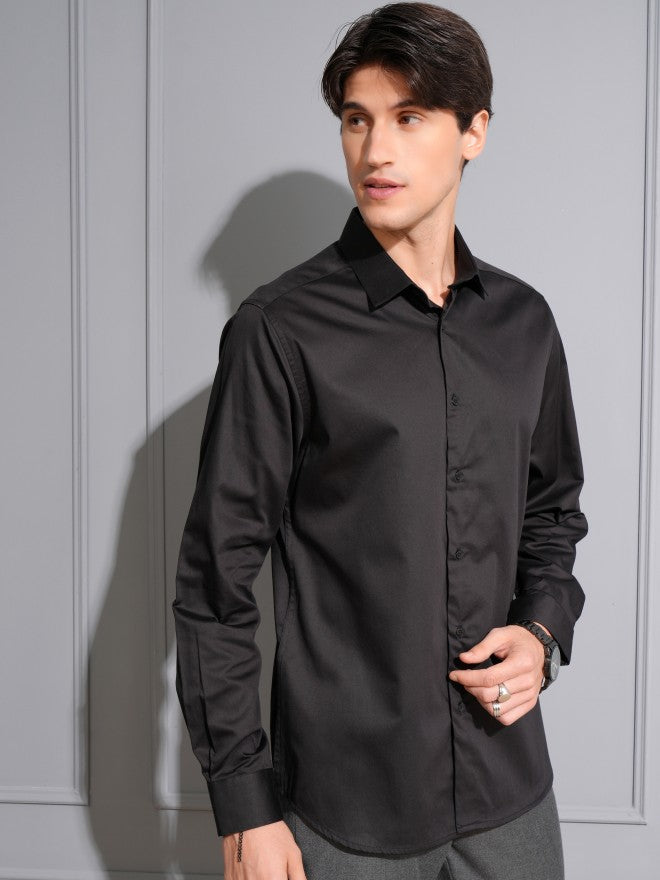Locomotive Men Black Solid Slim Fit Casual Shirt - Black - Image 6
