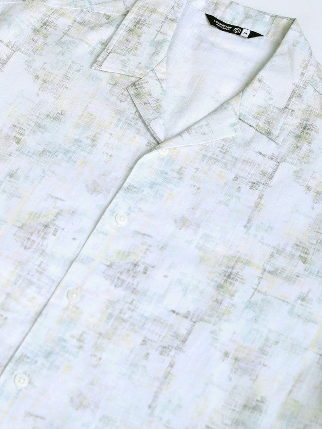 Locomotive Premium Men Cream Printed Relaxed Fit Casual Shirt - Cream - Image 8