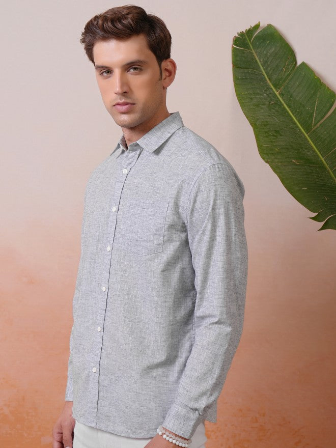 Locomotive Premium Men Grey Solid Relaxed Shirt - Grey - Image 4