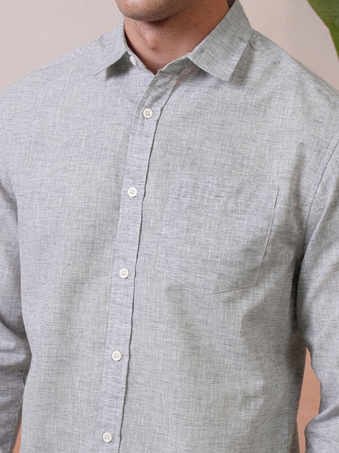 Locomotive Premium Men Grey Solid Relaxed Shirt - Grey - Image 5