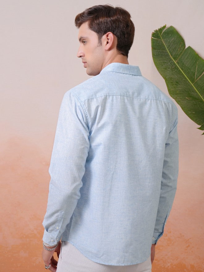 Locomotive Premium Men Blue Solid Relaxed Shirt - Blue - Image 3