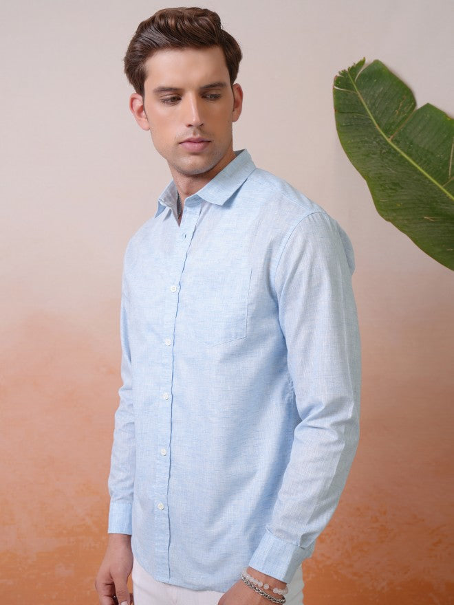 Locomotive Premium Men Blue Solid Relaxed Shirt - Blue - Image 4