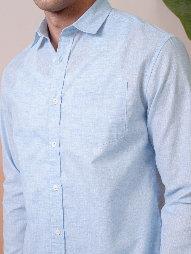 Locomotive Premium Men Blue Solid Relaxed Shirt - Blue - Image 5