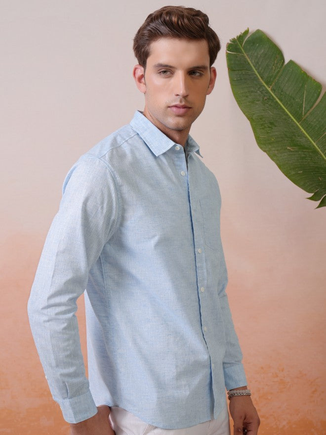 Locomotive Premium Men Blue Solid Relaxed Shirt - Blue - Image 6