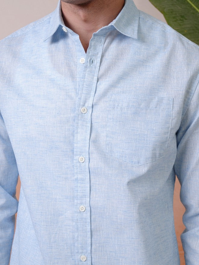 Locomotive Premium Men Blue Solid Relaxed Shirt - Blue - Image 7