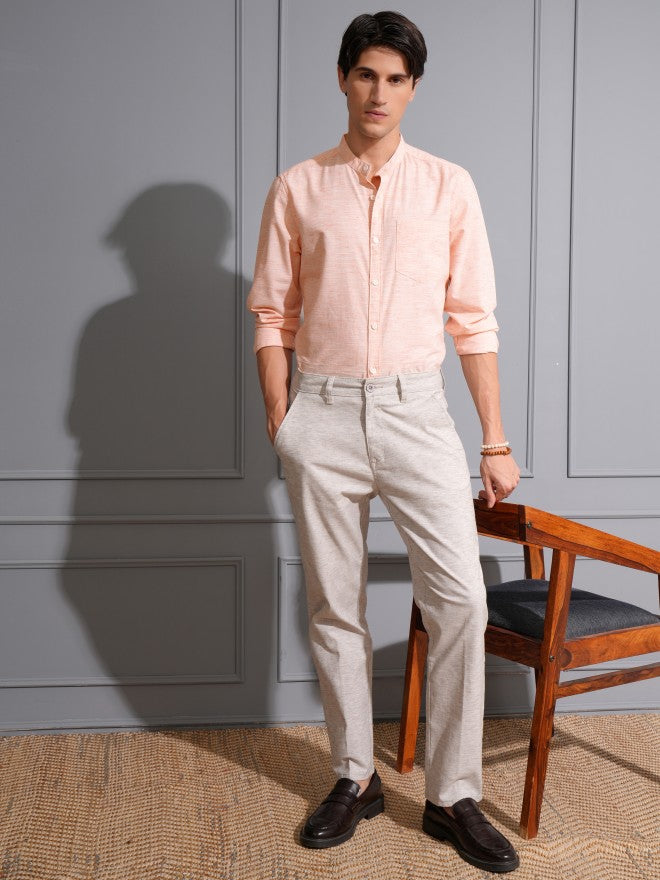 Locomotive Men Orange Solid Regular Fit Casual Shirt - Orange - Image 2