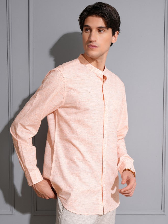 Locomotive Men Orange Solid Regular Fit Casual Shirt - Orange - Image 6