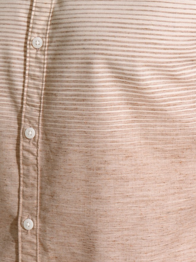 Locomotive Men Khaki Striped Regular Fit Casual Shirt - Khaki - Image 7