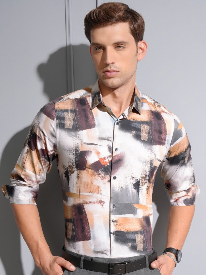 Locomotive Premium Men Multi Satin Printed Occasion Shirt - Multi - Image 1