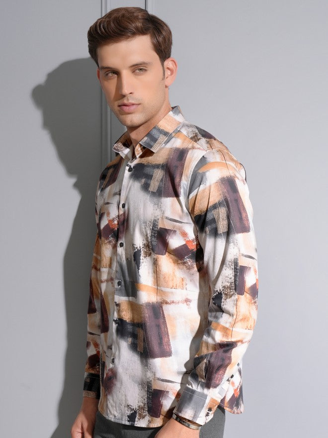 Locomotive Premium Men Multi Satin Printed Occasion Shirt - Multi - Image 4