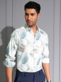 Locomotive Men Premium White Satin Printed Party Shirt - White - Image 1