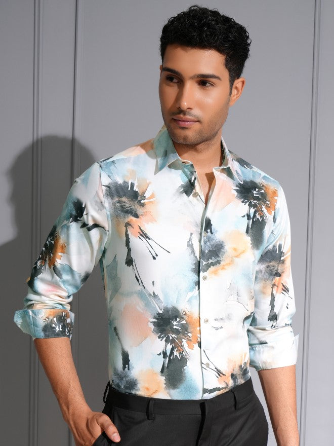 Locomotive Men Premium Multi Satin Printed Party Shirt - Multi - Image 1