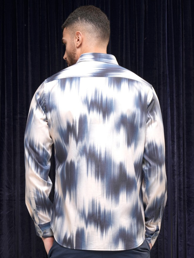 Locomotive Premium Men Cream Printed Slim Fit Casual Shirt - Off White - Image 3