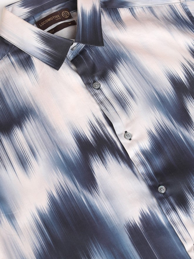 Locomotive Premium Men Cream Printed Slim Fit Casual Shirt - Off White - Image 7