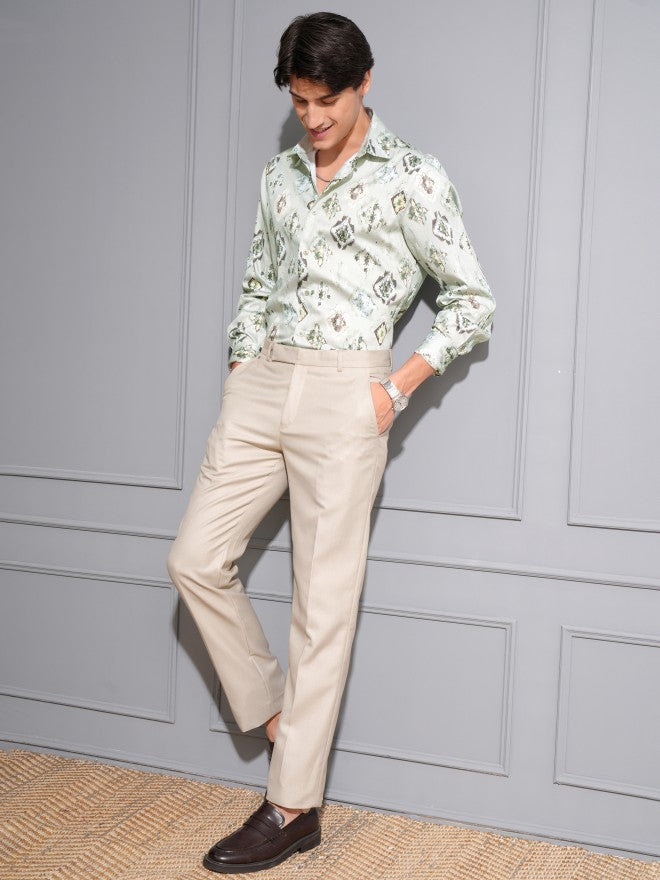 Locomotive Men Green Printed Slim Fit Casual Shirt - Green - Image 2