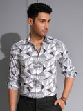 Locomotive Men Premium White Satin Printed Party Shirt - White - Image 1