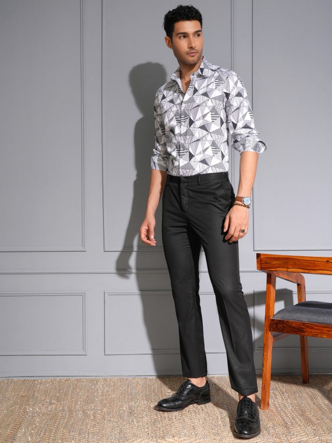 Locomotive Men Premium White Satin Printed Party Shirt - White - Image 2
