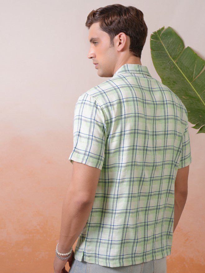 Locomotive Premium Men Green Solid Cuban Collar Relaxed Shirt - Green - Image 3