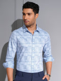 Locomotive Men Premium Blue Printed Occasion Shirt - Blue - Image 1