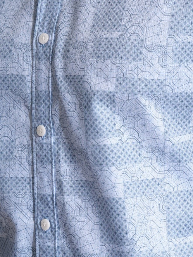 Locomotive Men Premium Blue Printed Occasion Shirt - Blue - Image 7