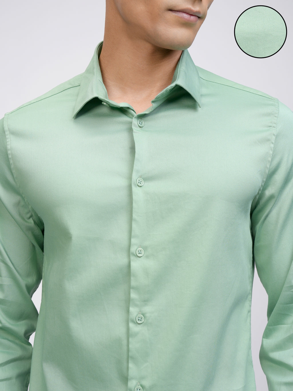 Locomotive Men Green Solid Slim Fit Casual Shirt - Green - Image 5