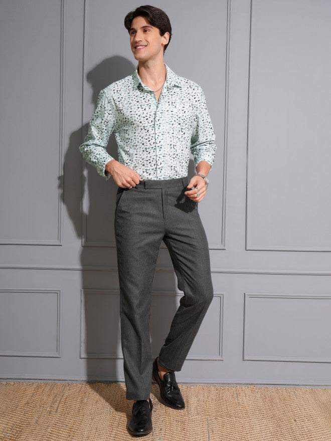 Locomotive Men Green Printed Slim Fit Casual Shirt - Green - Image 2