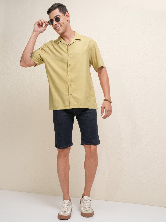 Locomotive Premium Men Mustard Solid Relaxed Fit Casual Shirt - Mustard - Image 2