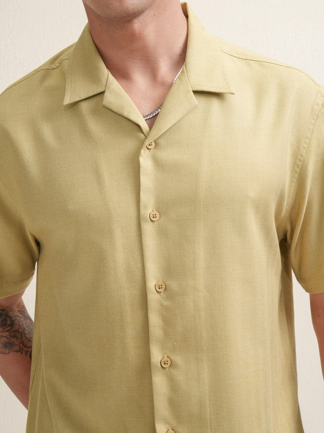 Locomotive Premium Men Mustard Solid Relaxed Fit Casual Shirt - Mustard - Image 5