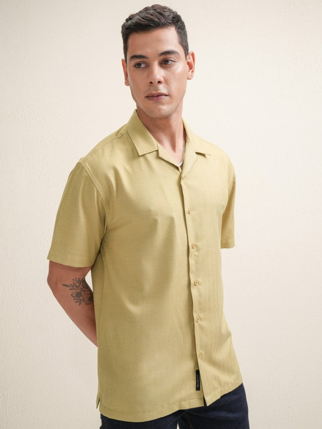 Locomotive Premium Men Mustard Solid Relaxed Fit Casual Shirt - Mustard - Image 6