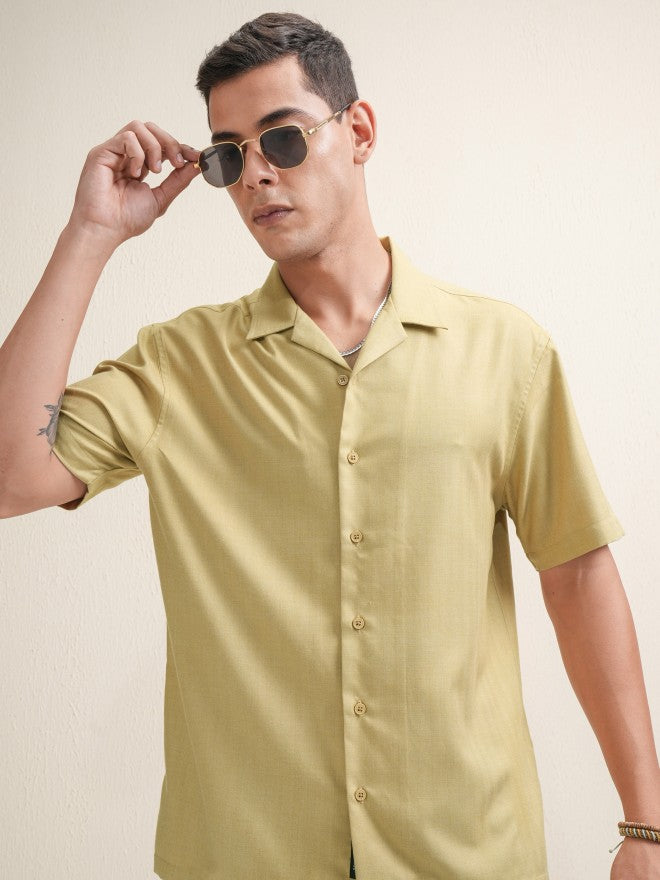 Locomotive Premium Men Mustard Solid Relaxed Fit Casual Shirt - Mustard - Image 7