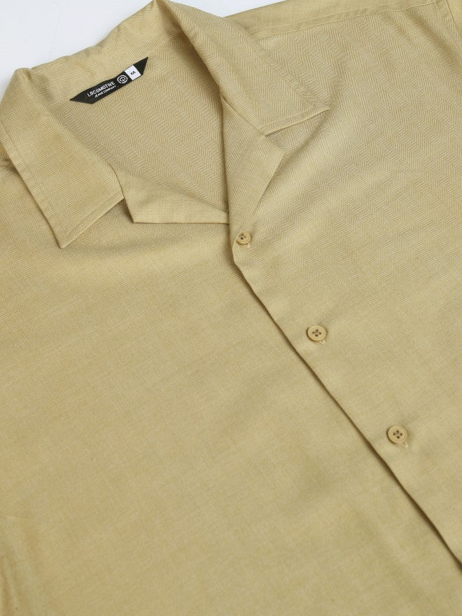Locomotive Premium Men Mustard Solid Relaxed Fit Casual Shirt - Mustard - Image 8