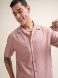 Locomotive Premium Men Pink Solid Relaxed Fit Casual Shirt - Pink - Image 1