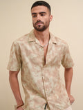 Locomotive Men Peach Printed Relaxed Fit Casual Shirt - Peach - Image 1