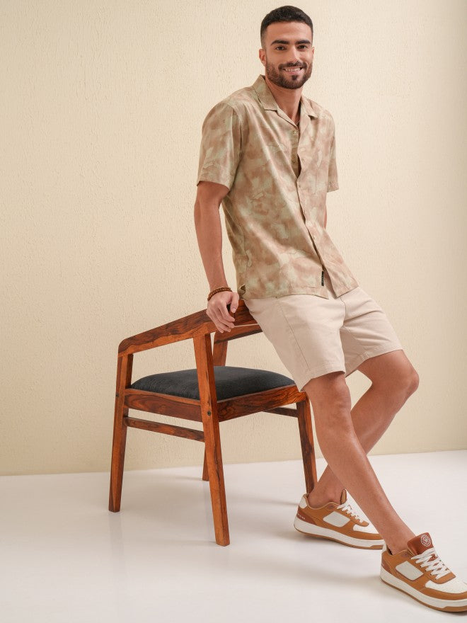 Locomotive Men Peach Printed Relaxed Fit Casual Shirt - Peach - Image 2