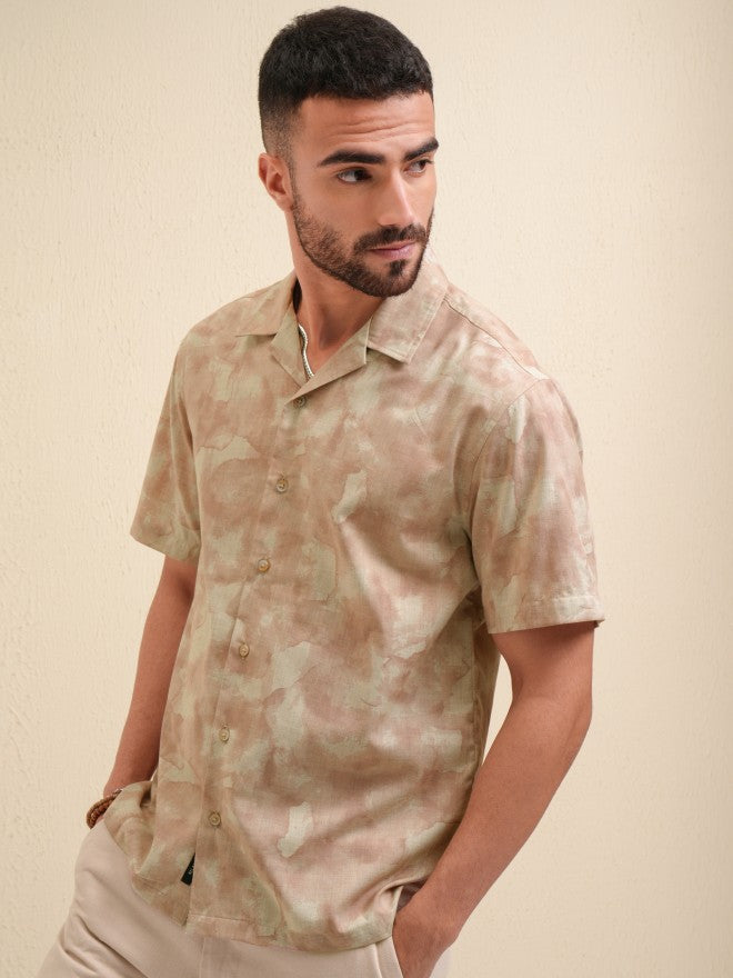 Locomotive Men Peach Printed Relaxed Fit Casual Shirt - Peach - Image 4