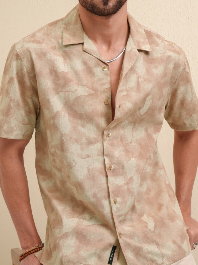 Locomotive Men Peach Printed Relaxed Fit Casual Shirt - Peach - Image 5
