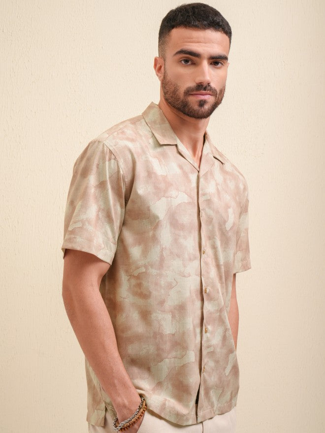 Locomotive Men Peach Printed Relaxed Fit Casual Shirt - Peach - Image 6