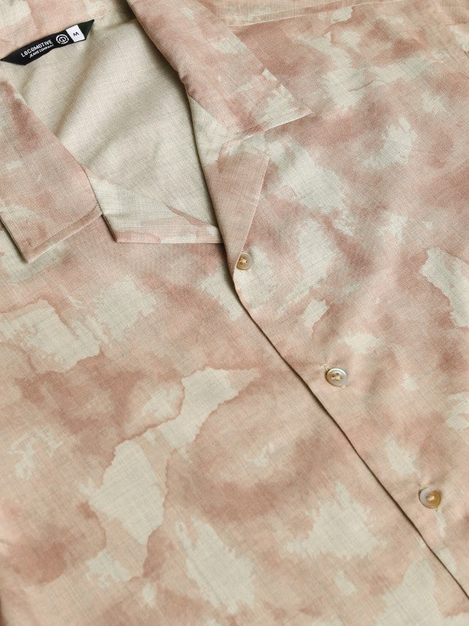 Locomotive Men Peach Printed Relaxed Fit Casual Shirt - Peach - Image 7