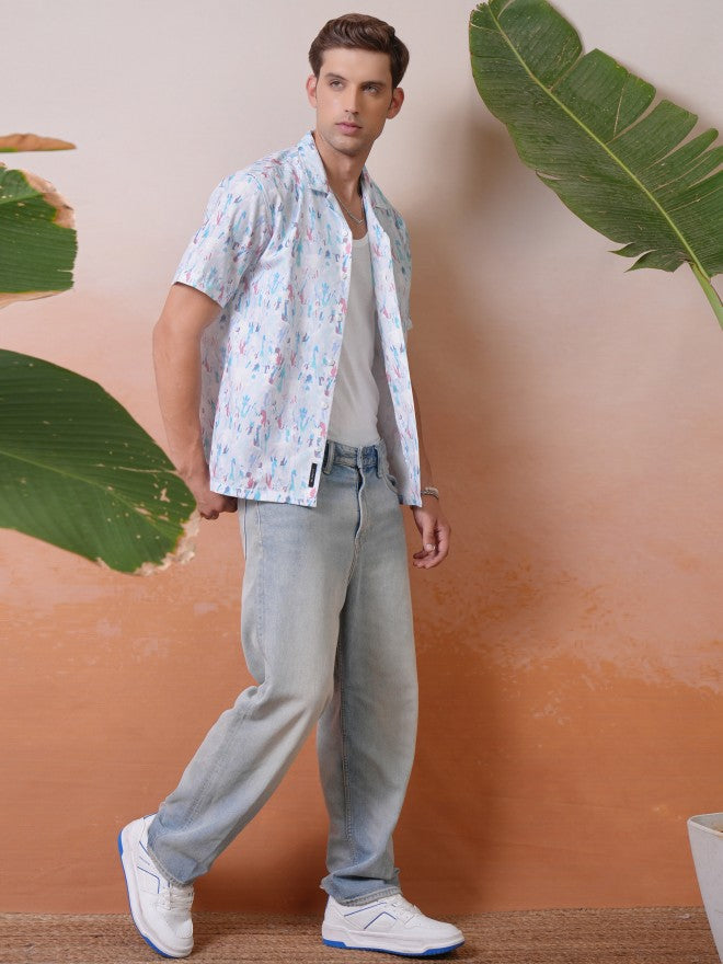 Locomotive Men Blue Printed Relaxed Fit Casual Shirt - Blue - Image 2