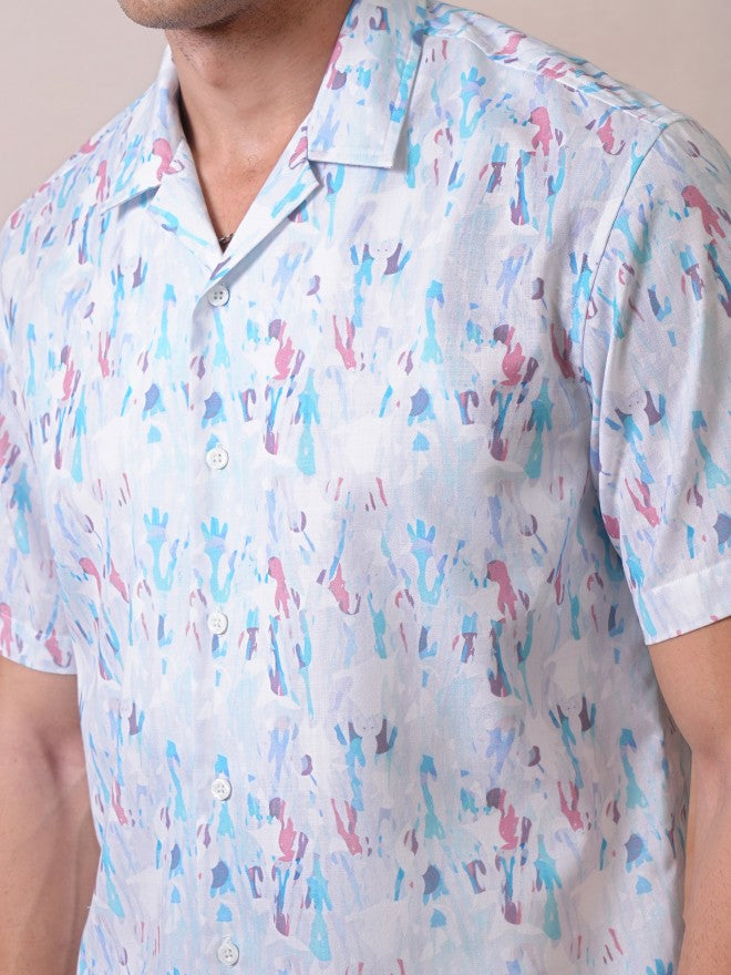 Locomotive Men Blue Printed Relaxed Fit Casual Shirt - Blue - Image 5